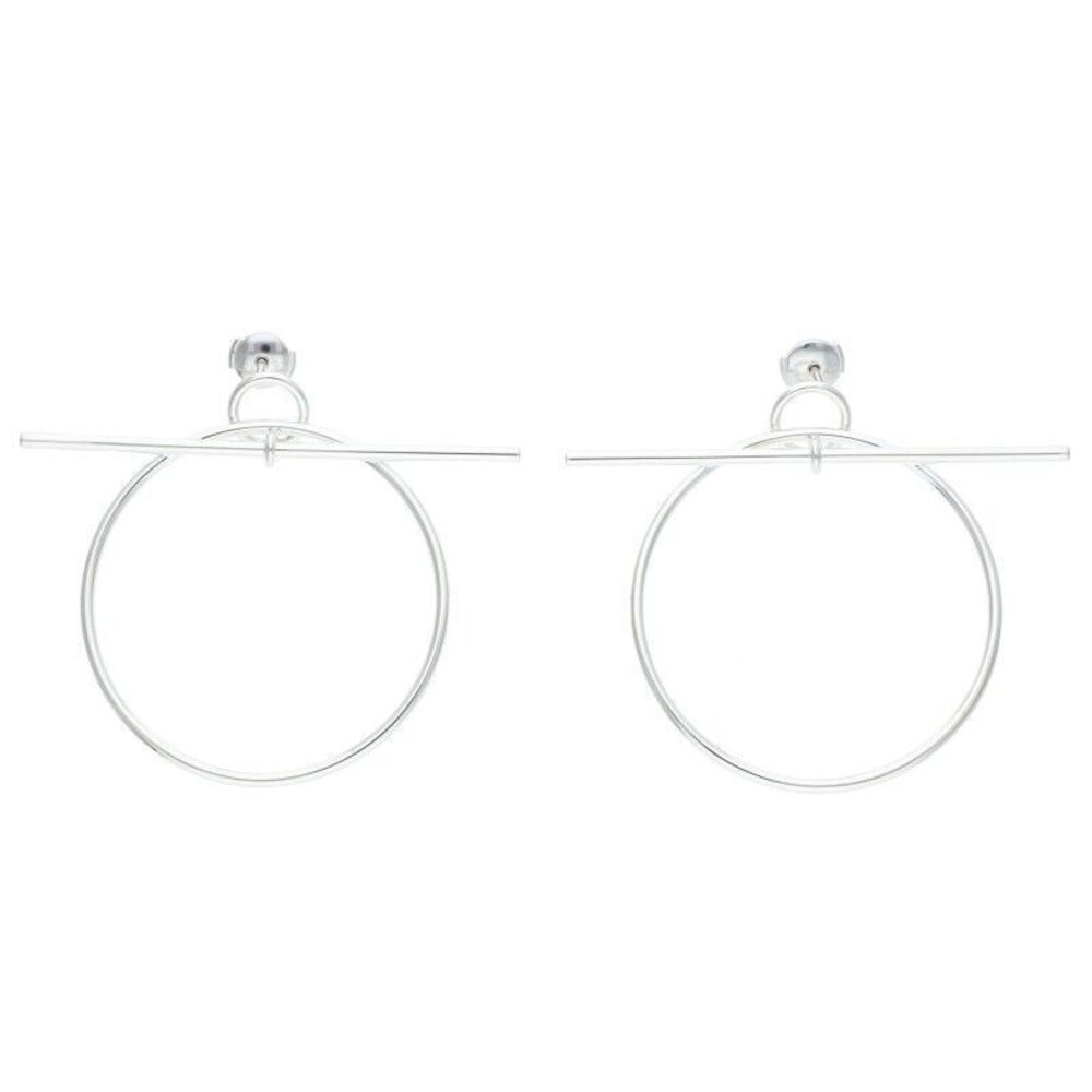 Hermes Echape Loop Mm Silver Loop Earrings Men's … - image 1